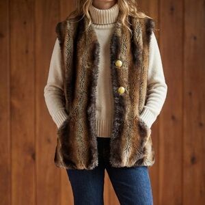 Tissavel of France Vintage Brown Faux‎ Fur Vest